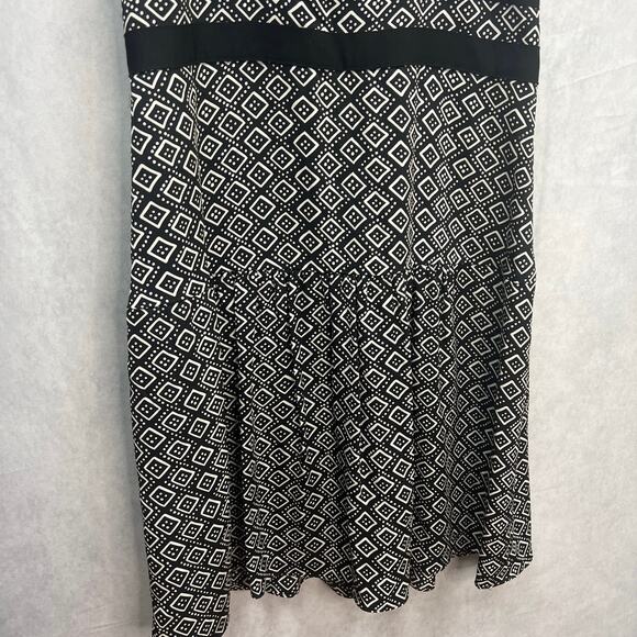 Diane von Furstenberg Eugenia Silk Shift Dress V-Neck Dot Diamond Black Size 4 - Picture 4 of 11